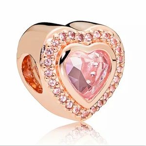 NEW•Rosegold Heart w/pink CZ DIY charm/bead